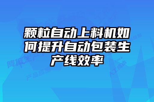 顆粒自動上料機如何提升自動包裝生產線效率